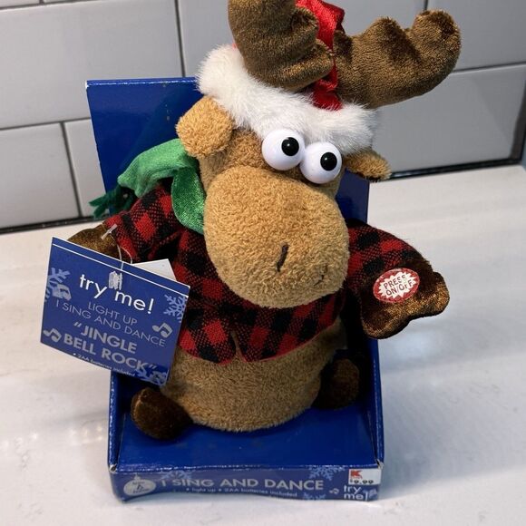 Vtg Dan Dee Reindeer Moose Plush Plays Jingle Bell Rock Melody Toy Sings Dances - Picture 1 of 16